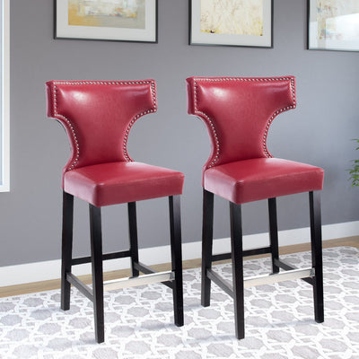 red Bar Height Bar Stools Set of 2 Aiden Collection lifestyle scene by CorLiving#color_red