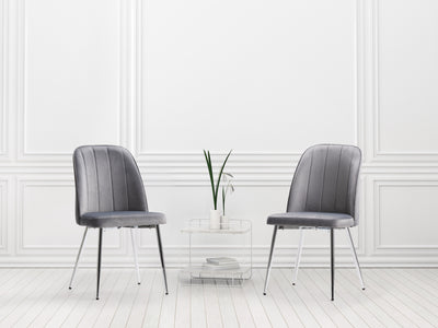 grey Velvet Dining Room Chairs, Set of 2 Noelle Collection lifestyle scene by CorLiving#color_grey