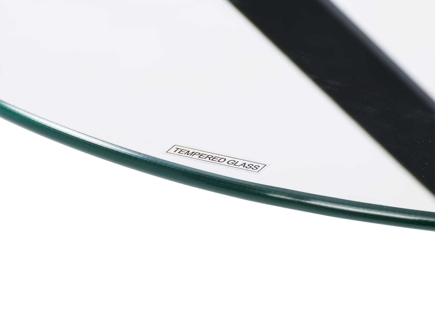 Modern glass bistro table with round clear glass top, sleek chrome pedestal base, and minimalist design. Ideal for small dining spaces or contemporary kitchens.