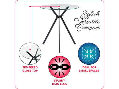 Glass Bistro Table Eliana Collection infographic by CorLiving#color_black