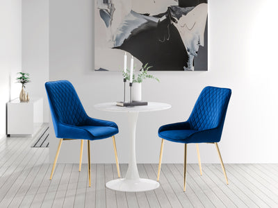 navy blue Luxury Velvet Dining Chairs, Set of 2 Nia Collection lifestyle scene by CorLiving#color_navy-blue