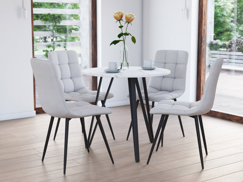 white marble Small Round Dining Table Ezra Collection lifestyle scene by CorLiving
