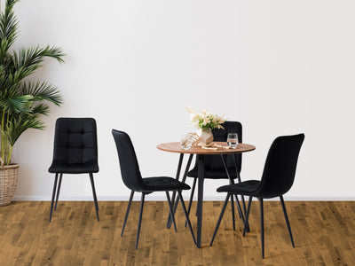 black Round Dining Table Set, 5pc Ezra Collection lifestyle scene by CorLiving#color_ezra-black