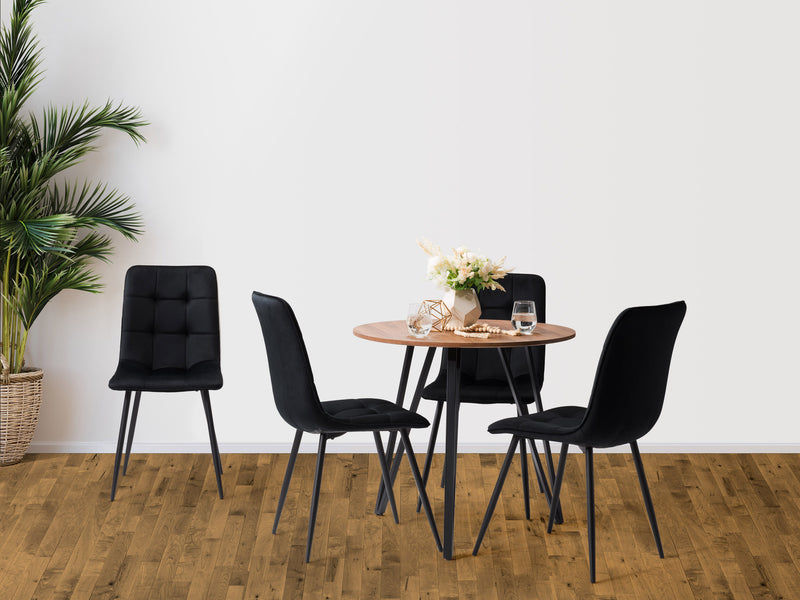 black Round Dining Table Set, 5pc Ezra Collection lifestyle scene by CorLiving