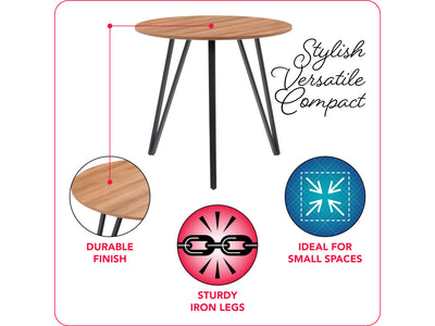 black Round Dining Table Set, 5pc Ezra Collection infographic by CorLiving#color_ezra-black