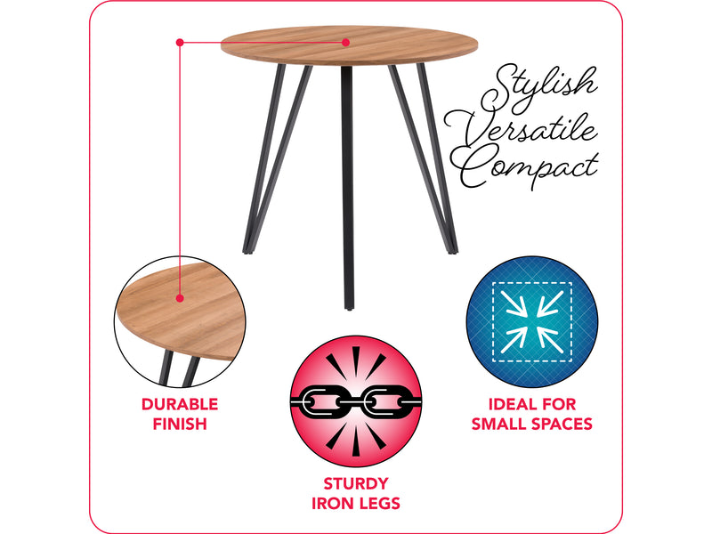 black Round Dining Table Set, 5pc Ezra Collection infographic by CorLiving