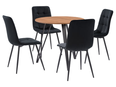 black Round Dining Table Set, 5pc Ezra Collection product image by CorLiving#color_ezra-black