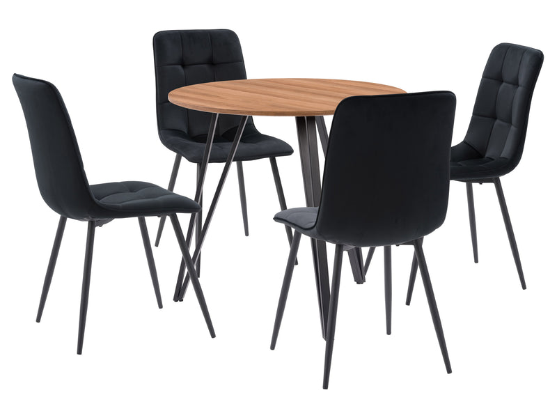 black Round Dining Table Set, 5pc Ezra Collection product image by CorLiving
