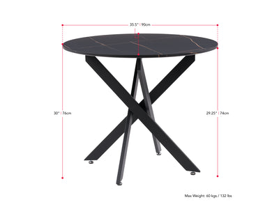 Black Dining Room Set, 5pc Elliot Collection measurements diagram by CorLiving#color_elliot-black