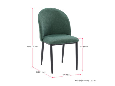dark green Curved Dining Chairs, Set of 2 Nyla Collection measurements diagram by CorLiving#color_dark-green