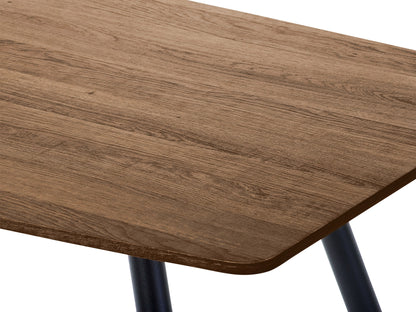 Modern round dining table with sleek white tabletop, supported by a sturdy wooden base with natural wood grain finish, ideal for small spaces and contemporary interiors.