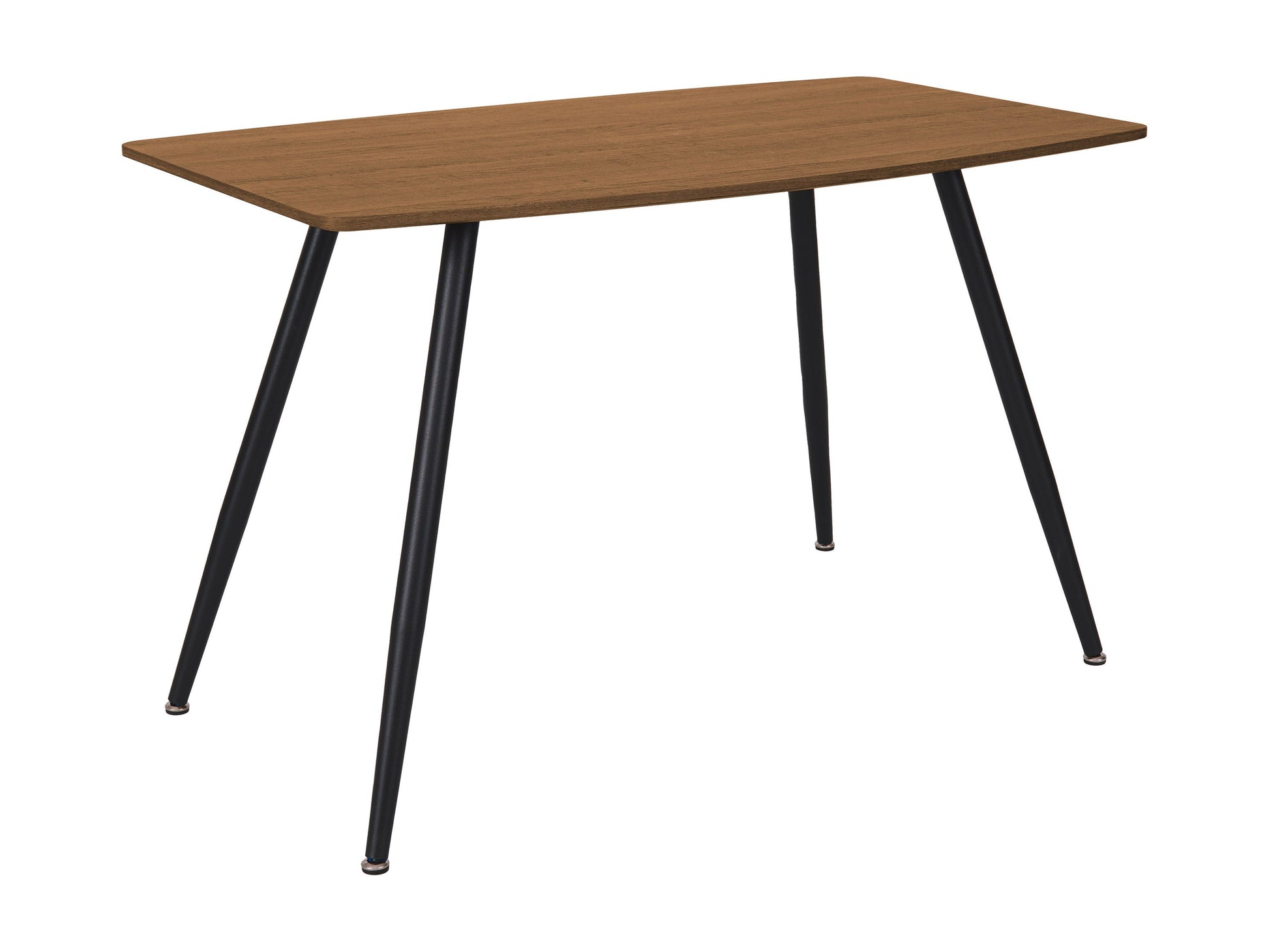 Modern dining table for small spaces with a sleek black metal frame, light wood tabletop, and minimalist design, perfect for contemporary kitchens or dining rooms.