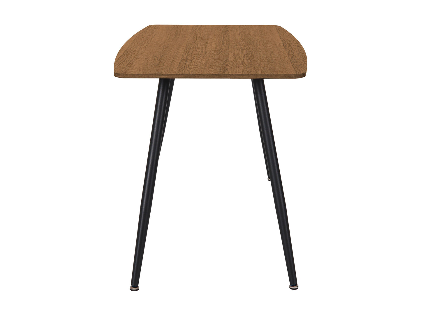 Modern wooden dining table with a sleek black metal frame, rectangular light wood top, and minimalist design, perfect for small spaces and contemporary interiors.