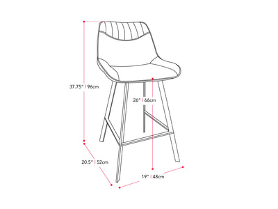 brown Farmhouse Bar Stools Set of 2 Christoff Collection measurements diagram by CorLiving#color_brown