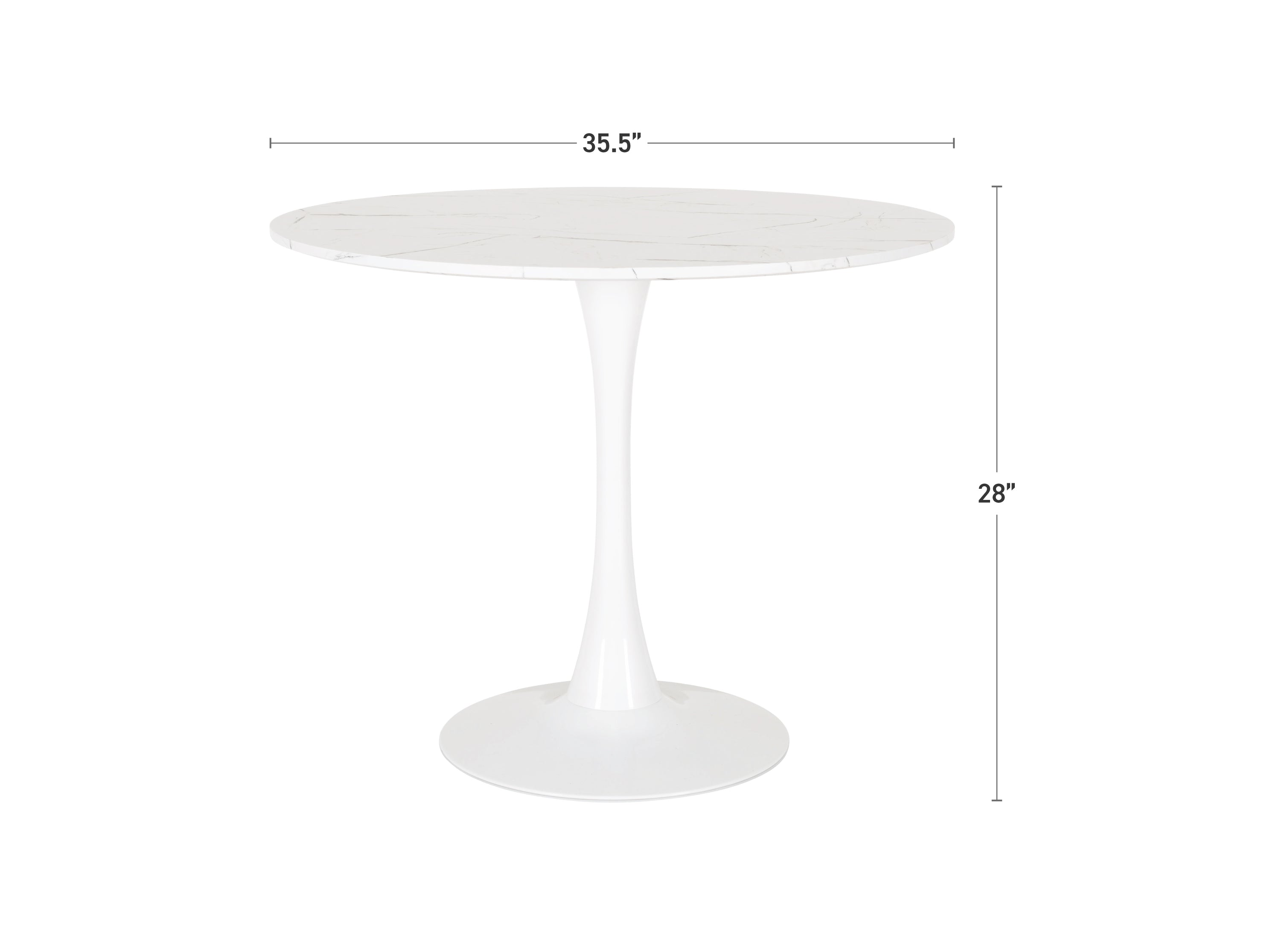 white Round Marbled Bistro Table 35" Cole Collection measurements diagram by CorLiving#color_white-marble