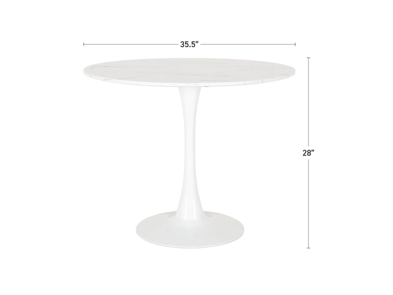 white Round Marbled Bistro Table 35" Cole Collection measurements diagram by CorLiving