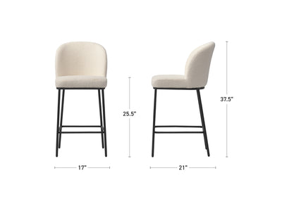 white Counter Height Luxury Boucle Bar Stools Addison Collection measurements diagram by CorLiving#color_addison-white