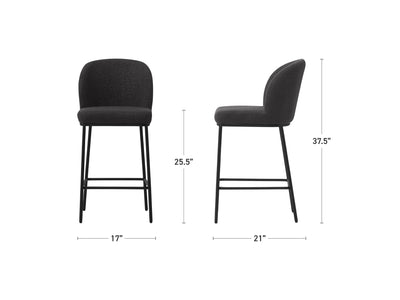 white Counter Height Luxury Boucle Bar Stools Addison Collection measurements diagram by CorLiving#color_addison-grey