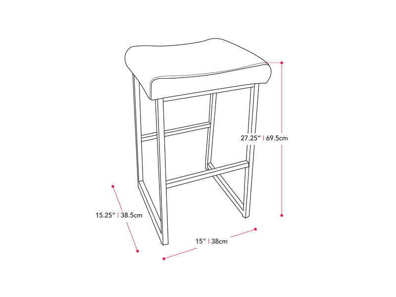 grey taupe Backless Bar Stools Set of 2 Milo Collection measurements diagram by CorLiving