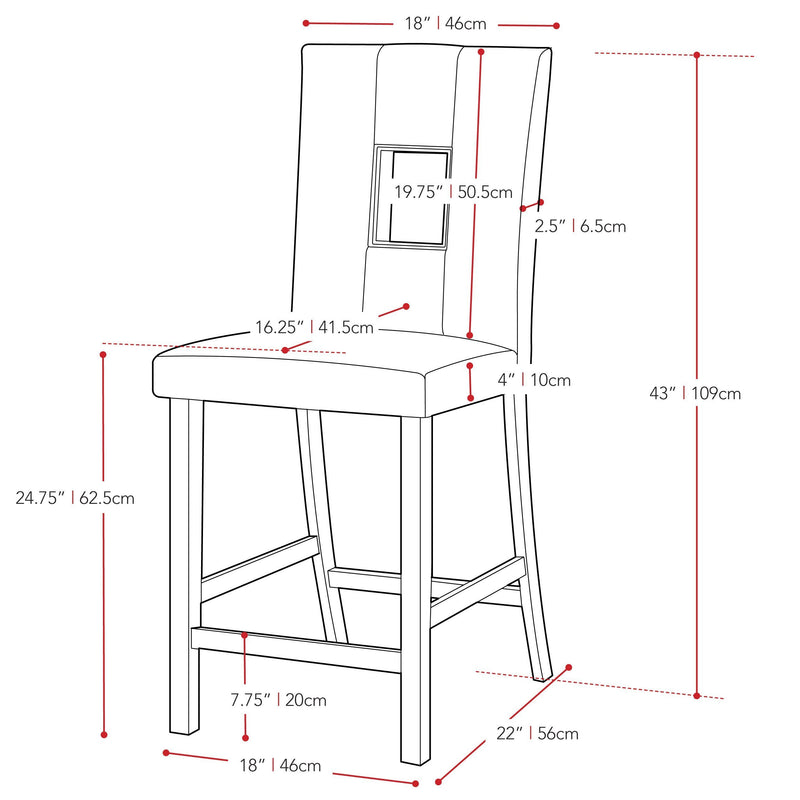 grey Counter Height Dining Chairs Set of 2 Rae Collection measurements diagram by CorLiving