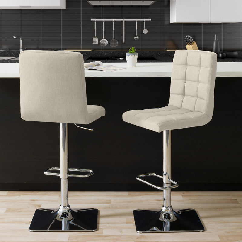 cream High Back Bar Stools Set of 2 Quinn Collection lifestyle scene by CorLiving