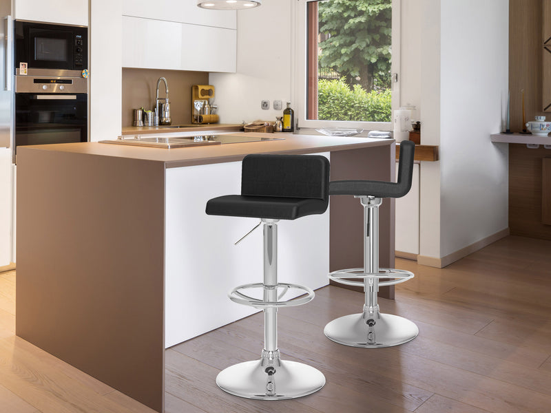 black Low Back Bar Stools Set of 2 Atlas Collection lifestyle scene by CorLiving