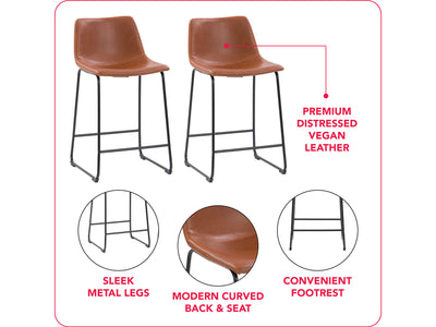 brown Metal Bar Stools Set of 2 Ryder Collection infographic by CorLiving#color_brown