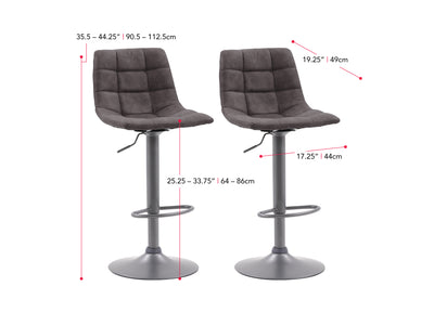 distressed grey Swivel Bar Stools Set of 2 Palmer Collection measurements diagram by CorLiving#color_distressed-grey