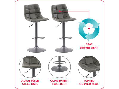 grey Swivel Bar Stools Set of 2 Palmer Collection infographic by CorLiving#color_grey