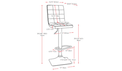 red High Back Bar Stools Set of 2 Xavier Collection measurements diagram by CorLiving#color_red