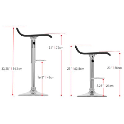black Low Back Bar Stools Set of 2 Theo Collection measurements diagram by CorLiving#color_black