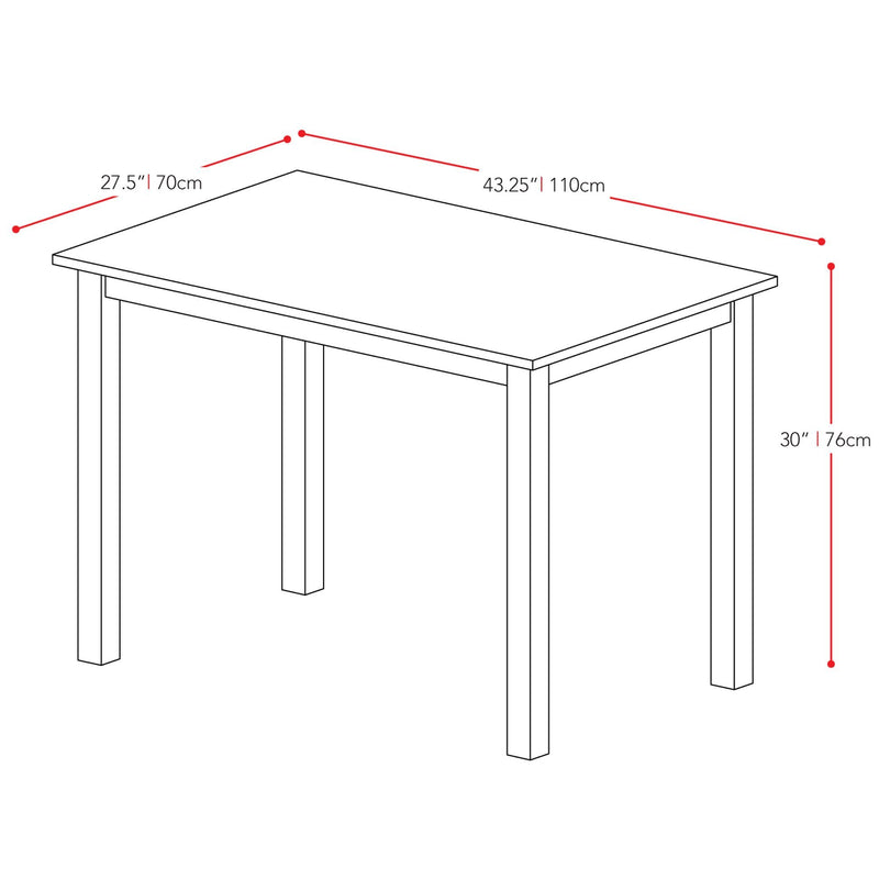 cappuccino 44" Rectangle Dining Table Atwood Collection measurements diagram by CorLiving