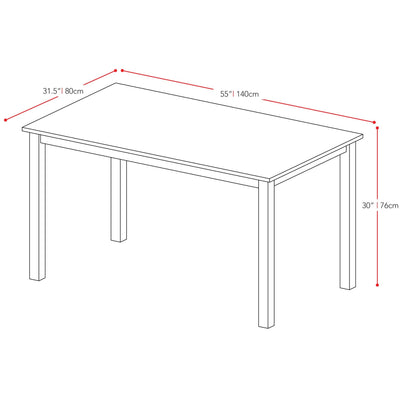cappuccino 55" Rectangle Dining Table Atwood Collection measurements diagram by CorLiving#color_cappuccino