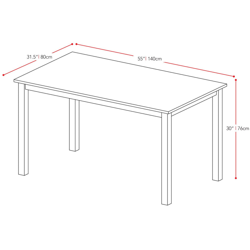 cappuccino 55" Rectangle Dining Table Atwood Collection measurements diagram by CorLiving