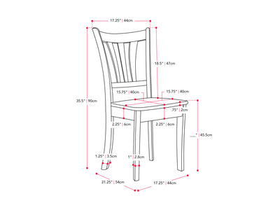 Dillon White Solid Wood Dining Chairs, Set of 2 measurements diagram#color_dillon-white