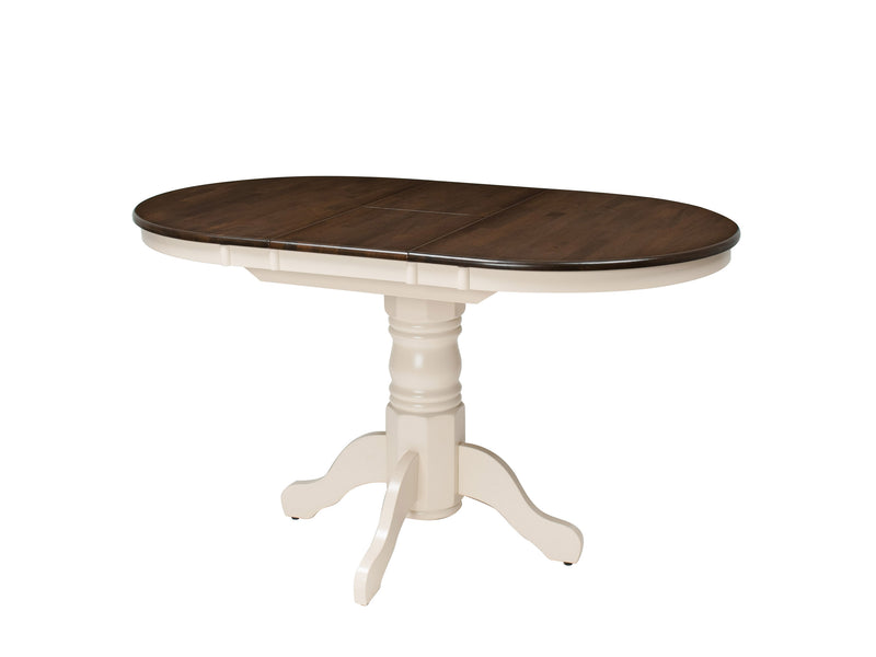 Dillon Dark Brown and Cream Extendable Oval Dining Table product image