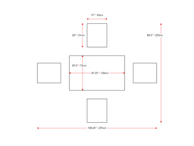 Grey and White Dining Set, 5pc Michigan Collection measurements diagram by CorLiving#color_michigan-grey-and-white