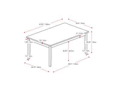 Grey and White Dining Set, 5pc Michigan Collection measurements diagram by CorLiving#color_michigan-grey-and-white