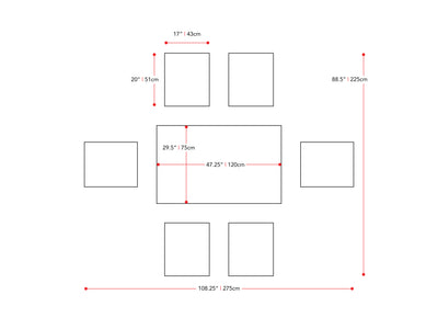 Grey and White Dining Set, 7pc Michigan Collection measurements diagram by CorLiving#color_michigan-grey-and-white