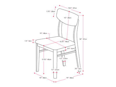 walnut Dining Table Set for 6 Branson Collection measurements diagram by CorLiving#color_branson-walnut-and-tweed