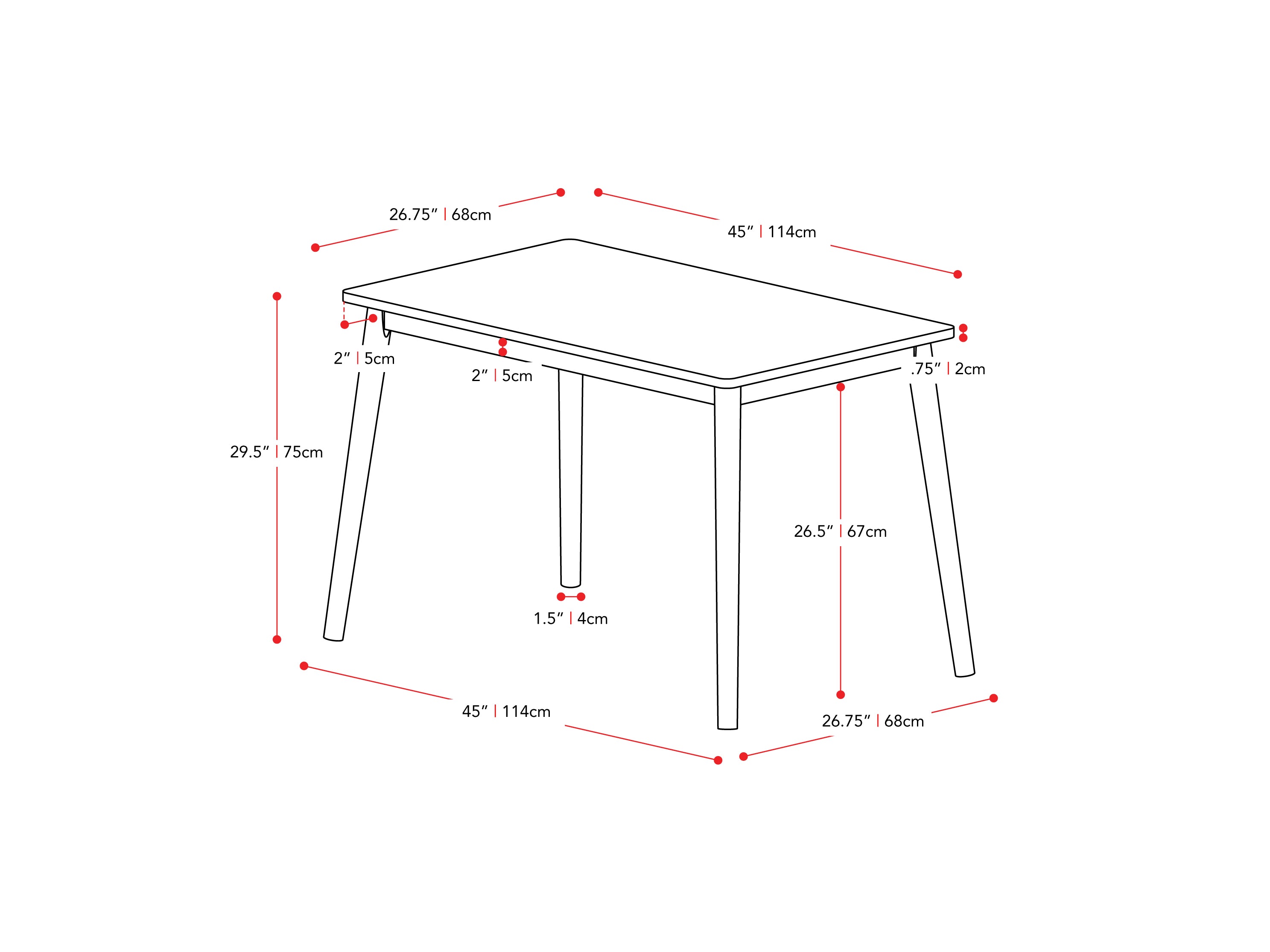 walnut Dining Table Set for 6 Branson Collection measurements diagram by CorLiving#color_branson-walnut-and-tweed