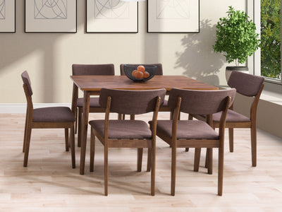walnut Dining Table Set for 6 Branson Collection lifestyle scene by CorLiving#color_branson-walnut-and-tweed