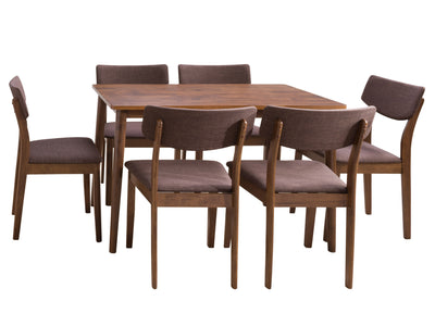 walnut Dining Table Set for 6 Branson Collection product image by CorLiving#color_branson-walnut-and-tweed