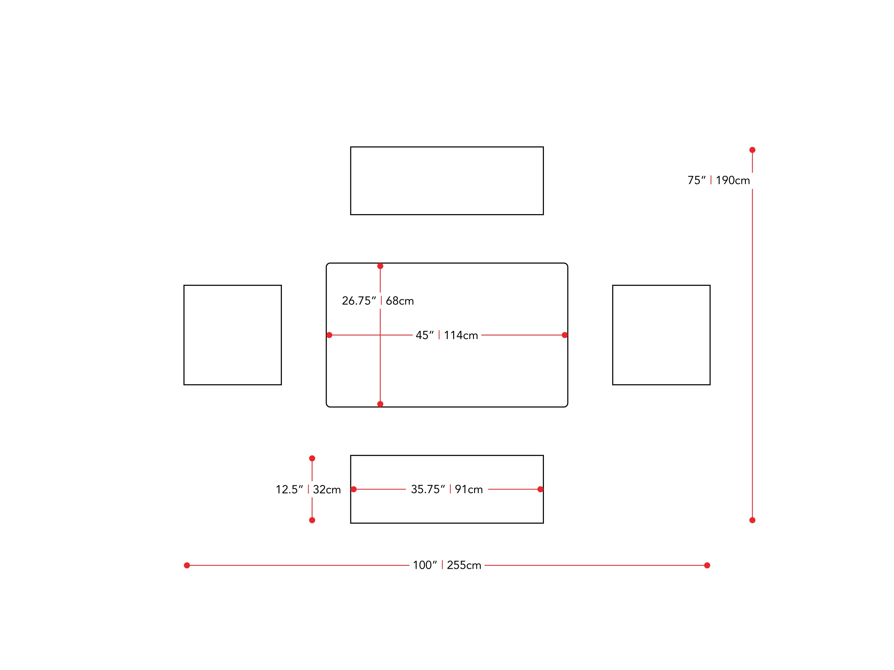 walnut 5pc Dining Set Branson Collection measurements diagram by CorLiving#color_branson-walnut-and-tweed