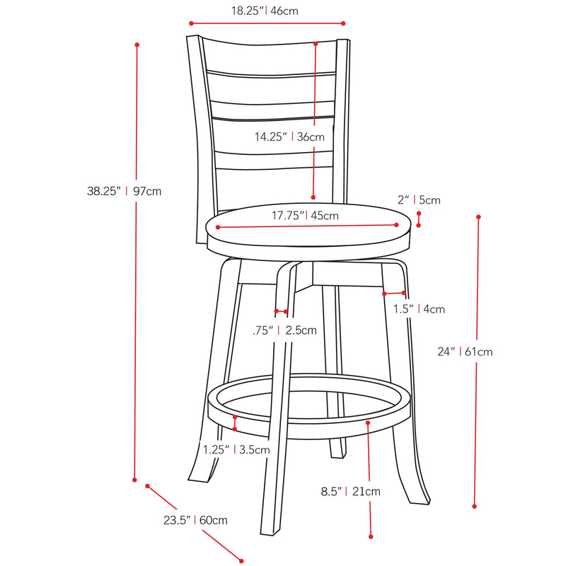 white Wood Bar Stool Counter Height Woodgrove Collection measurements diagram by CorLiving