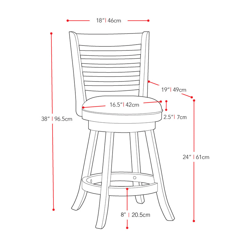 white Counter Height Bar Stools Set of 2 Willa Collection measurements diagram by CorLiving