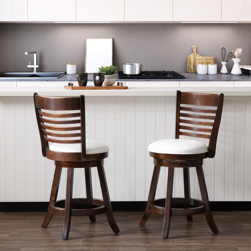 white Counter Height Bar Stools Set of 2 Willa Collection lifestyle scene by CorLiving