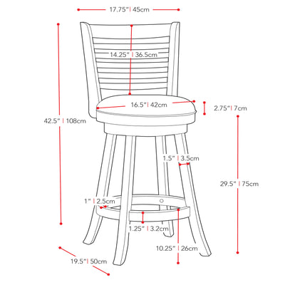 white Bar Height Bar Stools Set of 2 Willa Collection measurements diagram by CorLiving#color_white