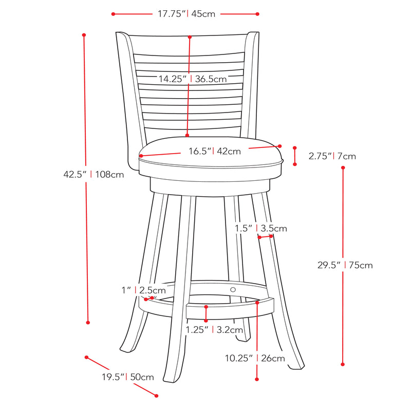 white Bar Height Bar Stools Set of 2 Willa Collection measurements diagram by CorLiving