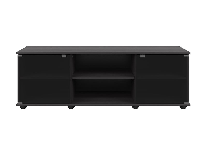 black TV Stand with Glass Doors for TVs up to 75" Fiji Collection product image by CorLiving